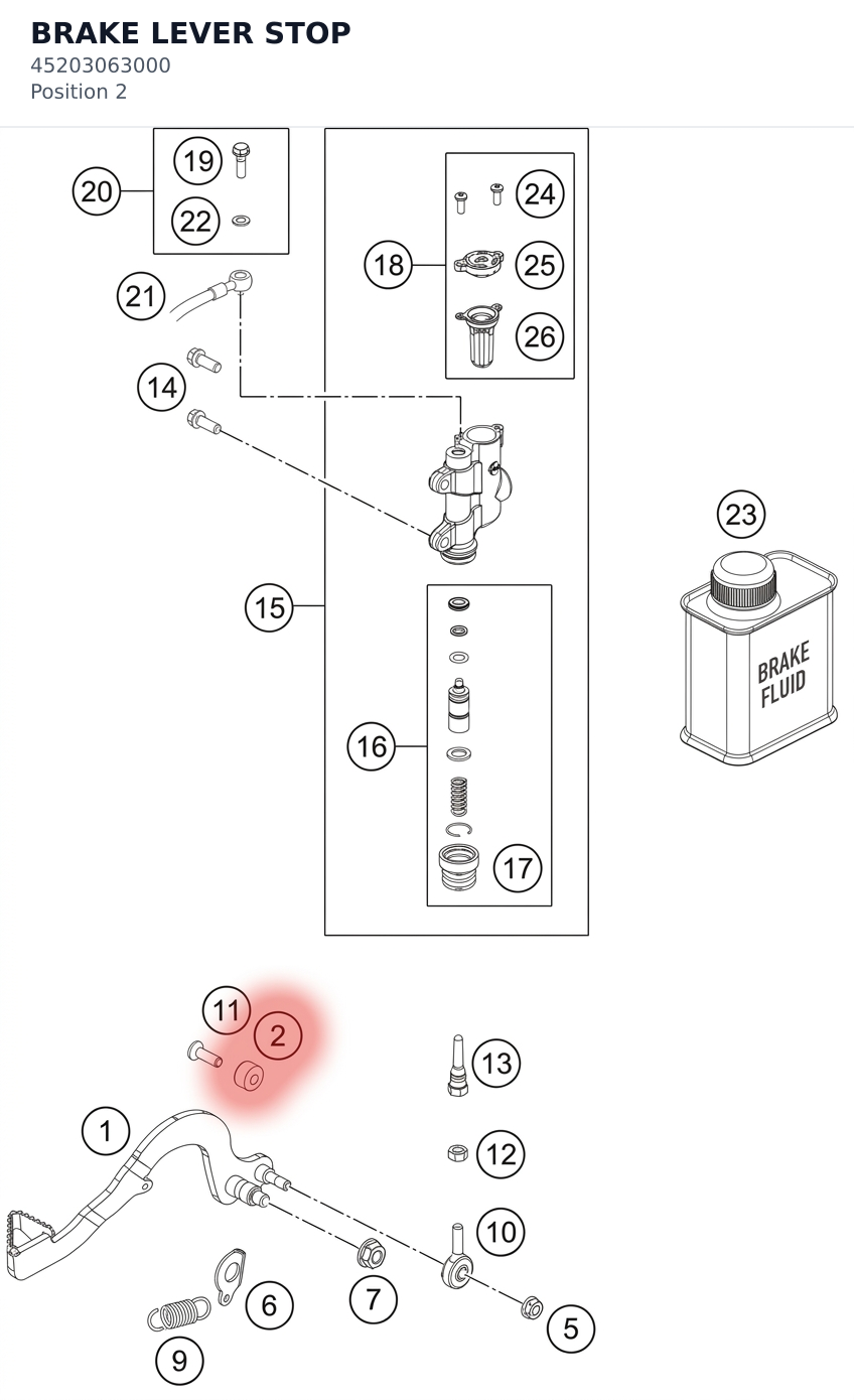 Diagram preview: BRAKE LEVER STOP (45203063000)
