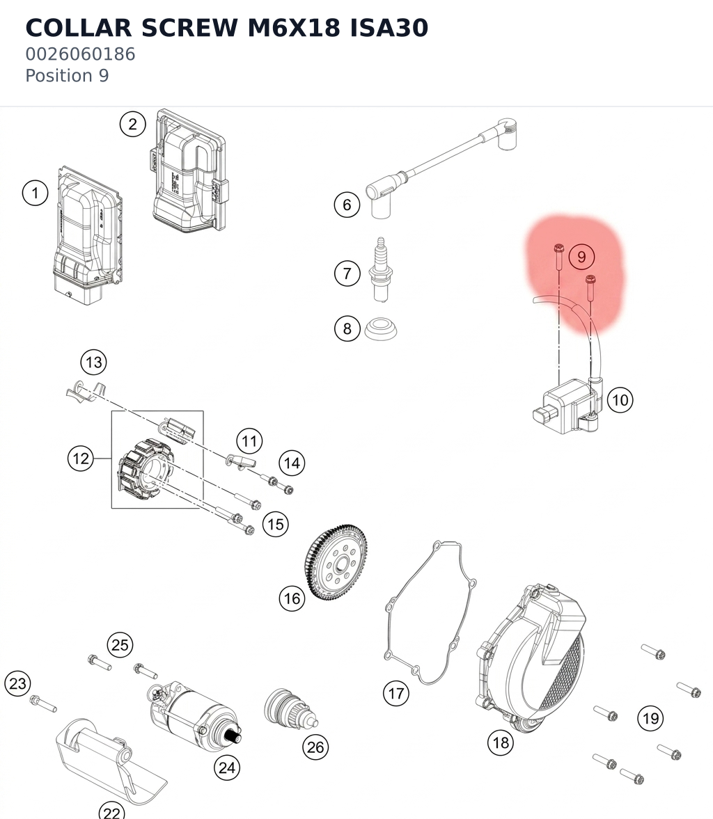 Diagram preview: COLLAR SCREW M6X18 ISA30 (0026060186)