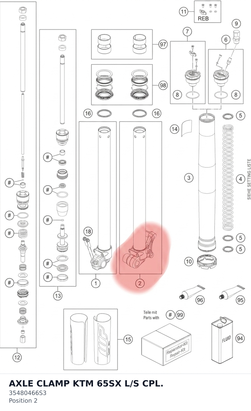 Diagram preview: AXLE CLAMP KTM 65SX L/S CPL. (35480466S3)
