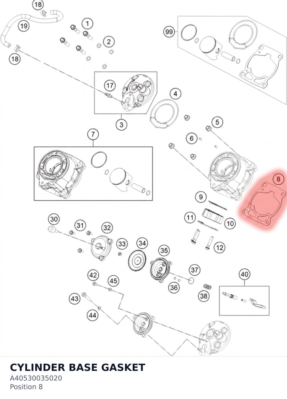 Diagram preview: CYLINDER BASE GASKET (A40530035020)