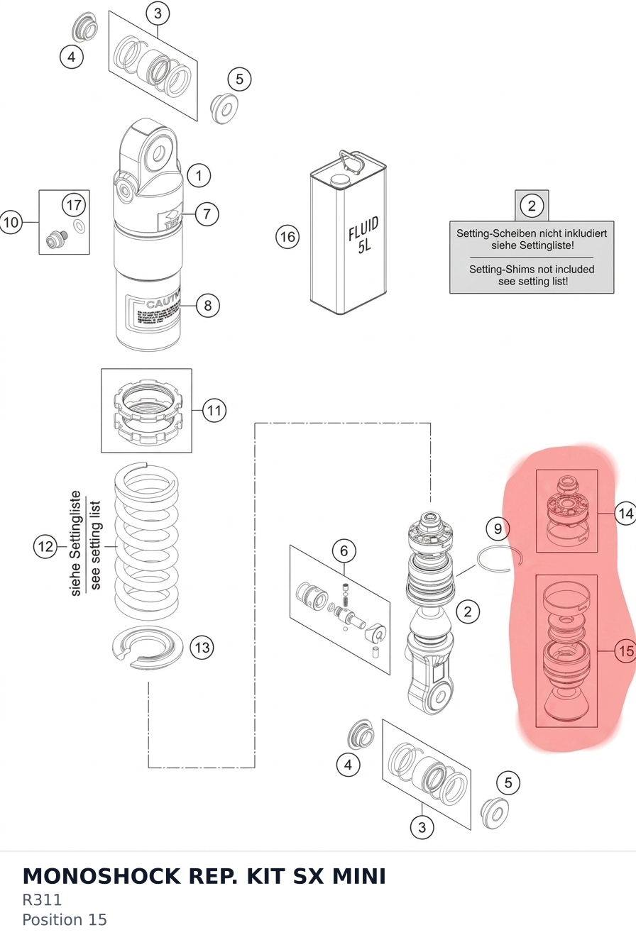 Diagram preview: MONOSHOCK REP. KIT SX MINI (R311)