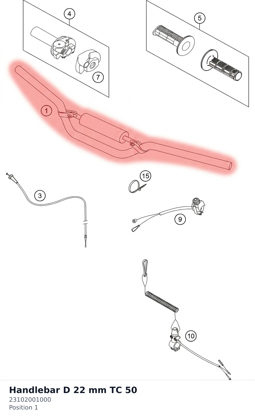Diagram preview: Handlebar D 22 mm TC 50 (23102001000)