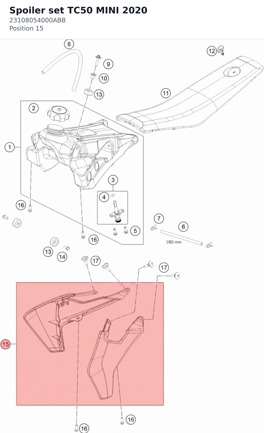Diagram preview: Spoiler set TC50 MINI 2020 (23108054000ABB)