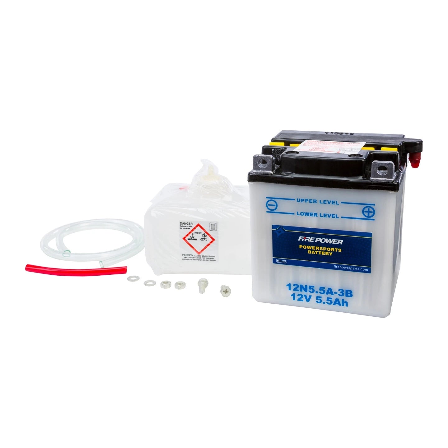Fire Power 12V Standard Battery with Acid Pack 12N5.5A-3B