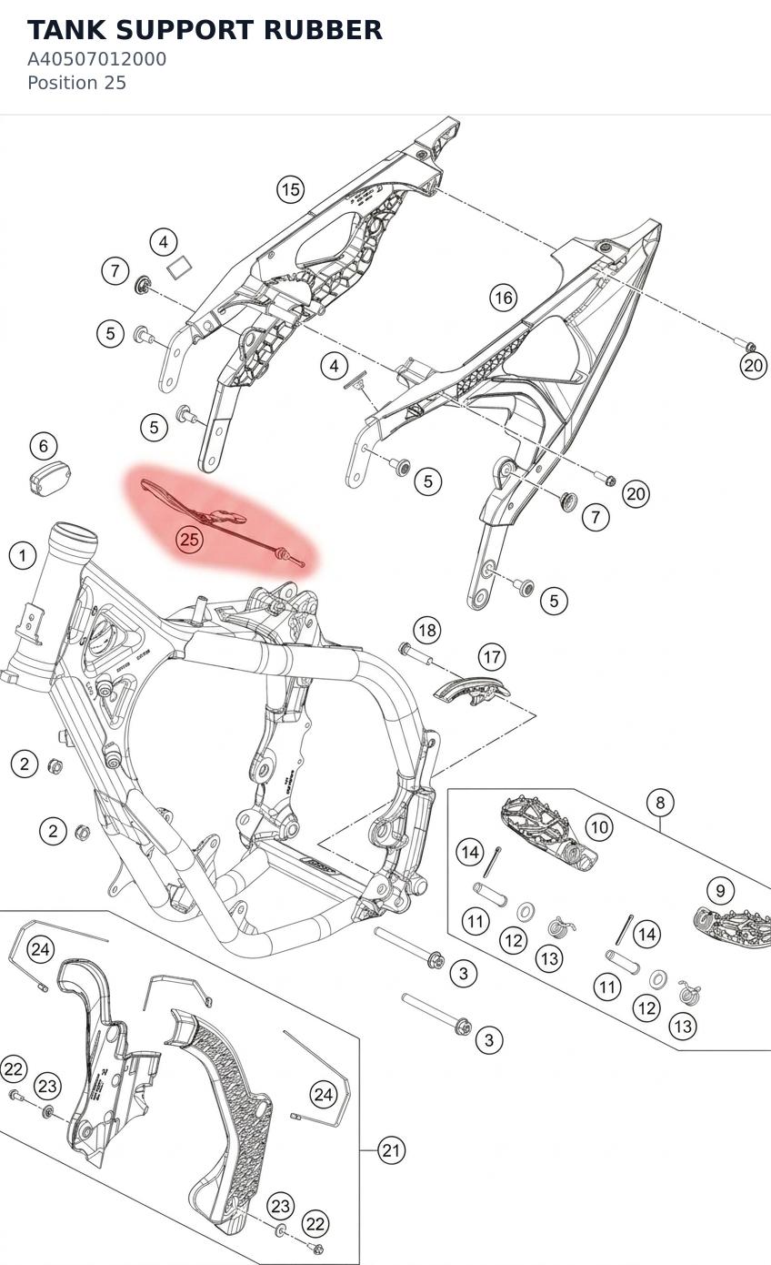 Diagram preview: TANK SUPPORT RUBBER (A40507012000)