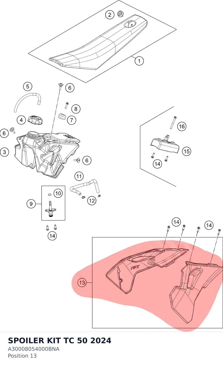 Diagram preview: SPOILER KIT TC 50 2024 (A30008054000BNA)