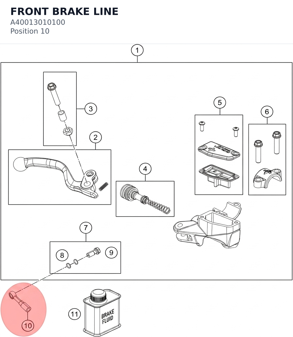 Diagram preview: FRONT BRAKE LINE (A40013010100)