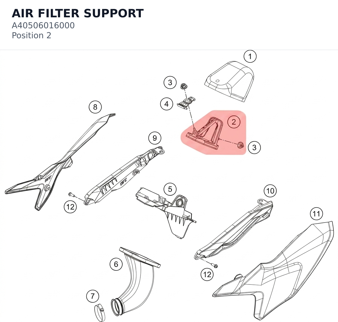 Diagram preview: AIR FILTER SUPPORT (A40506016000)