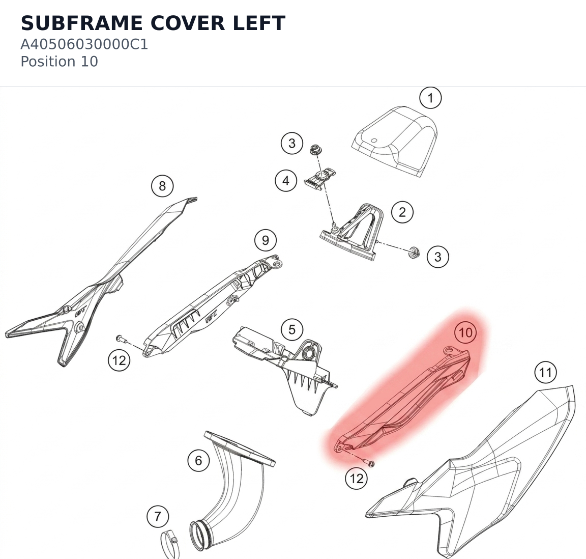 Diagram preview: SUBFRAME COVER LEFT (A40506030000C1)