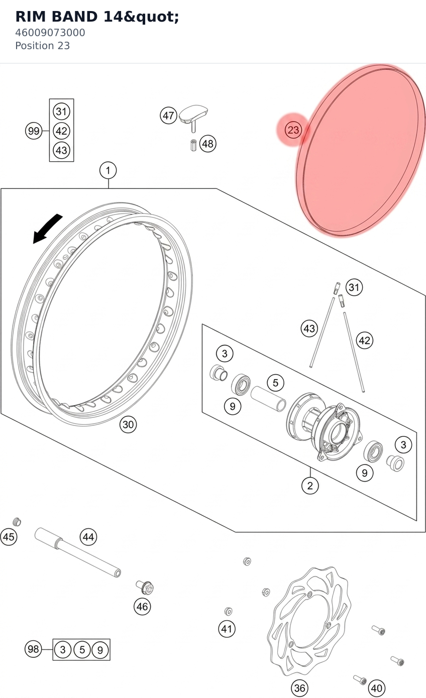 Diagram preview: RIM BAND 14" (46009073000)