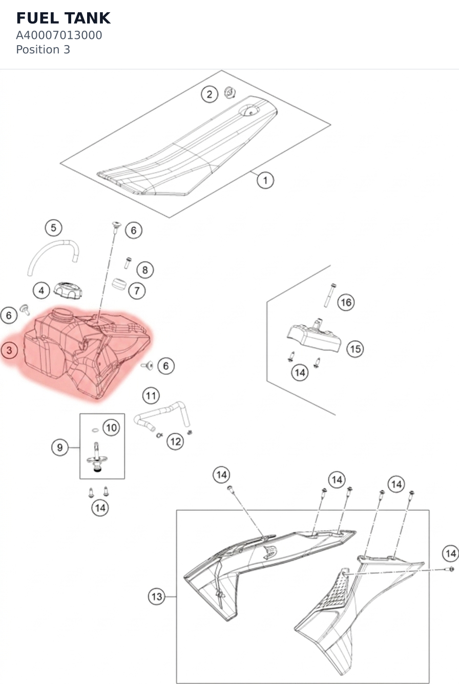 Diagram preview: FUEL TANK (A40007013000)