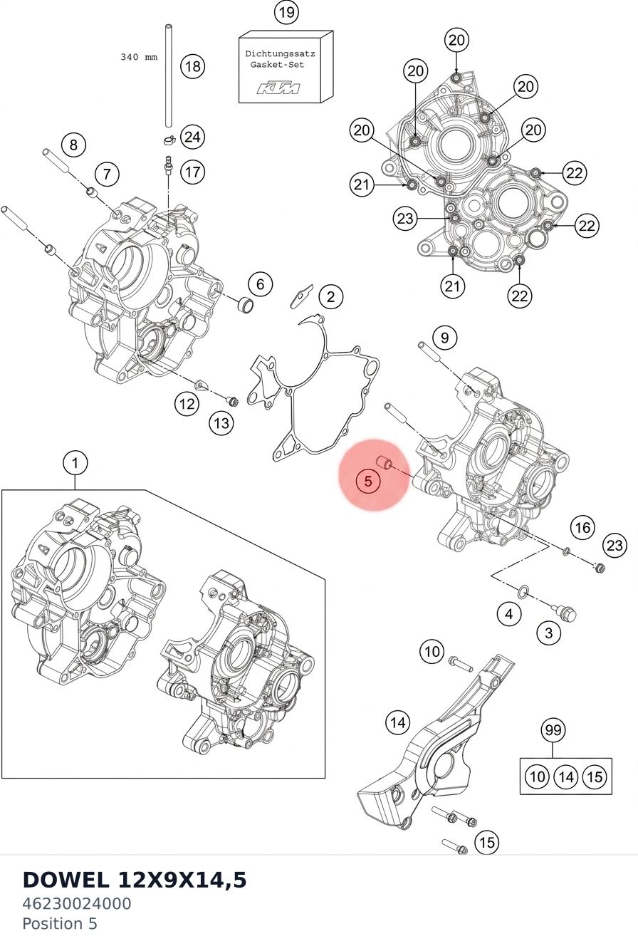Diagram preview: DOWEL 12X9X14,5 (46230024000)