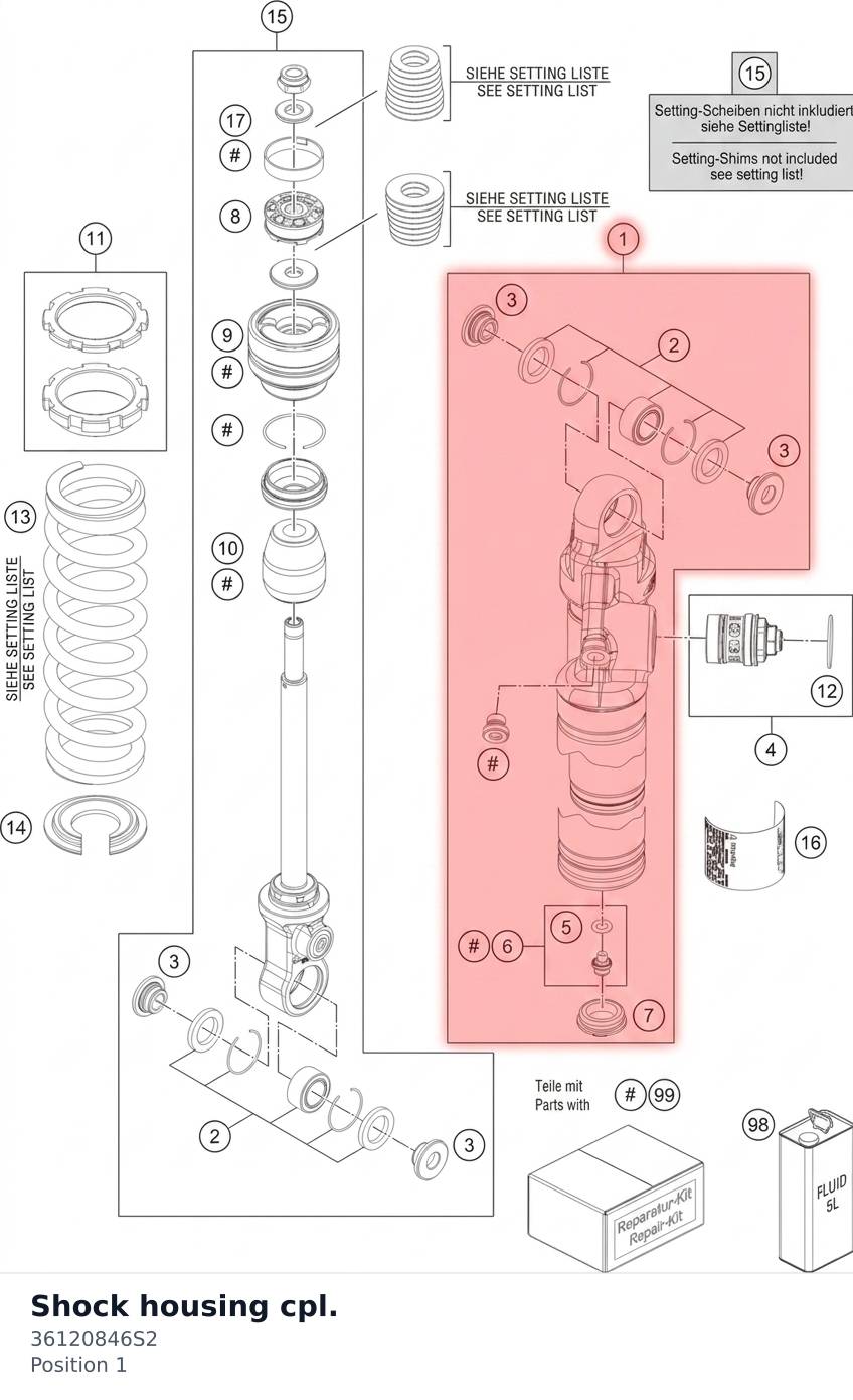 Diagram preview: Shock housing cpl. (36120846S2)