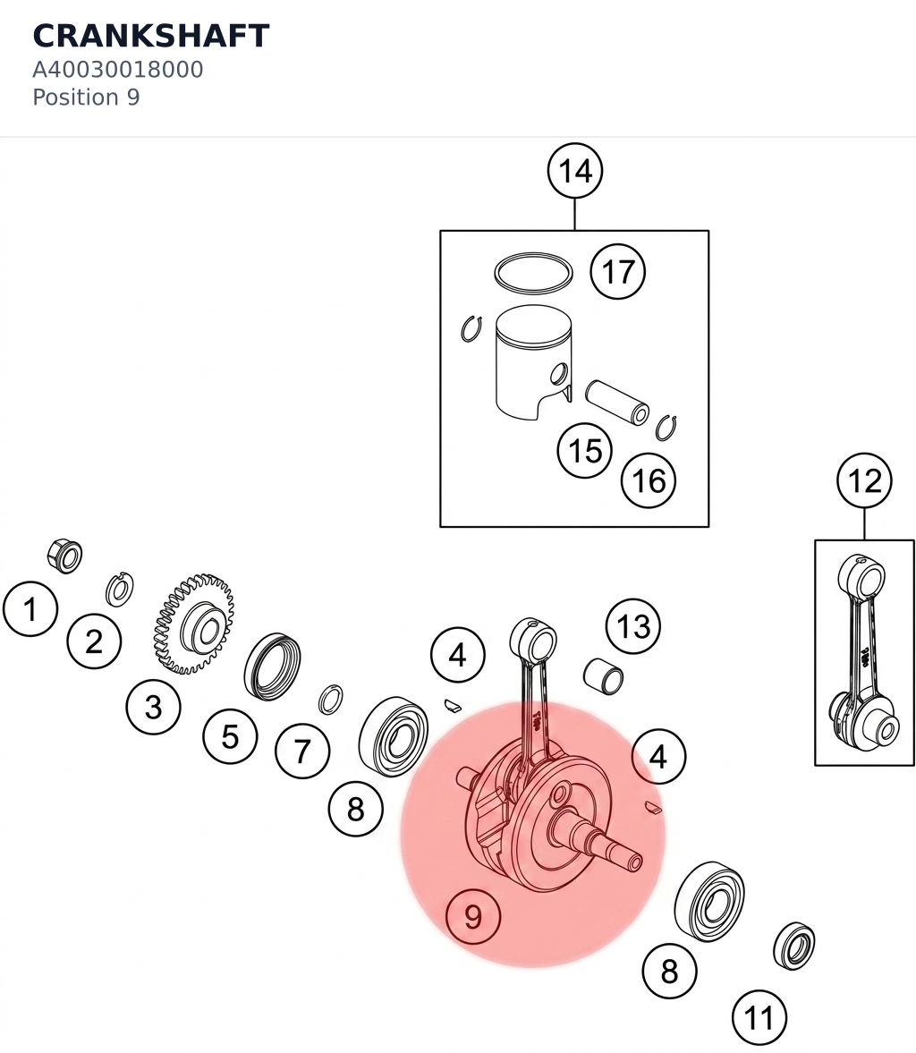 Diagram preview: CRANKSHAFT (A40030018000)