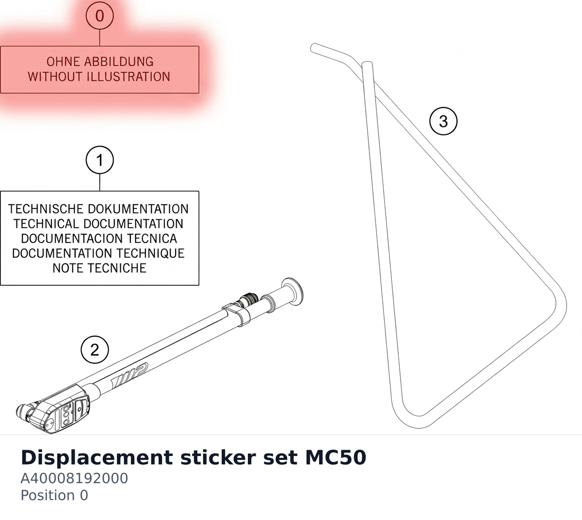 Diagram preview: Displacement sticker set MC50 (A40008192000)