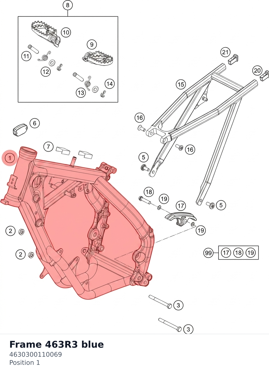 Diagram preview: Frame  463R3  blue (4630300110069)