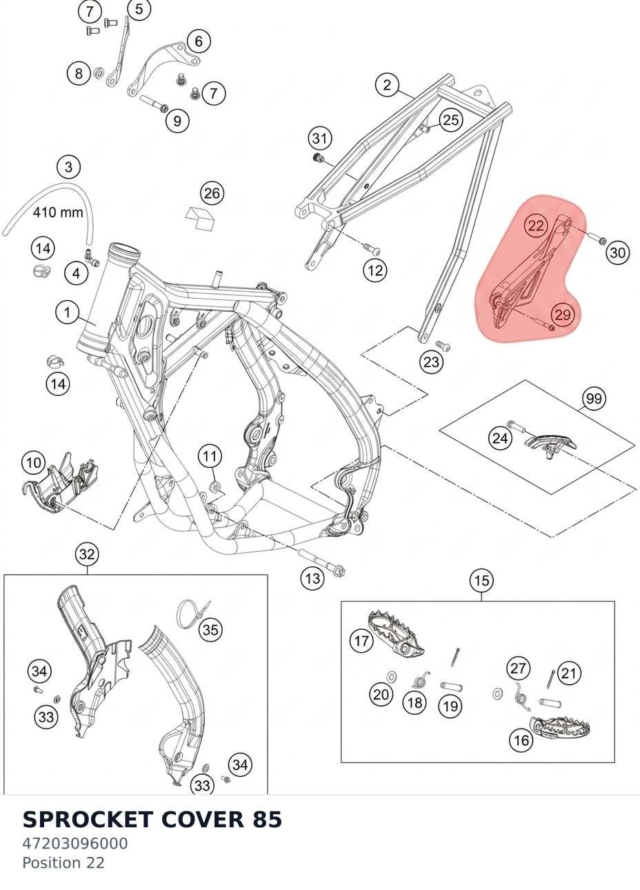 Diagram preview: SPROCKET COVER 85 (47203096000)