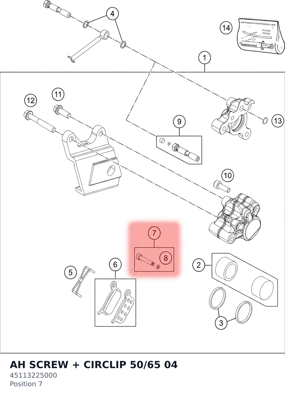 Diagram preview: AH SCREW + CIRCLIP 50/65    04 (45113225000)