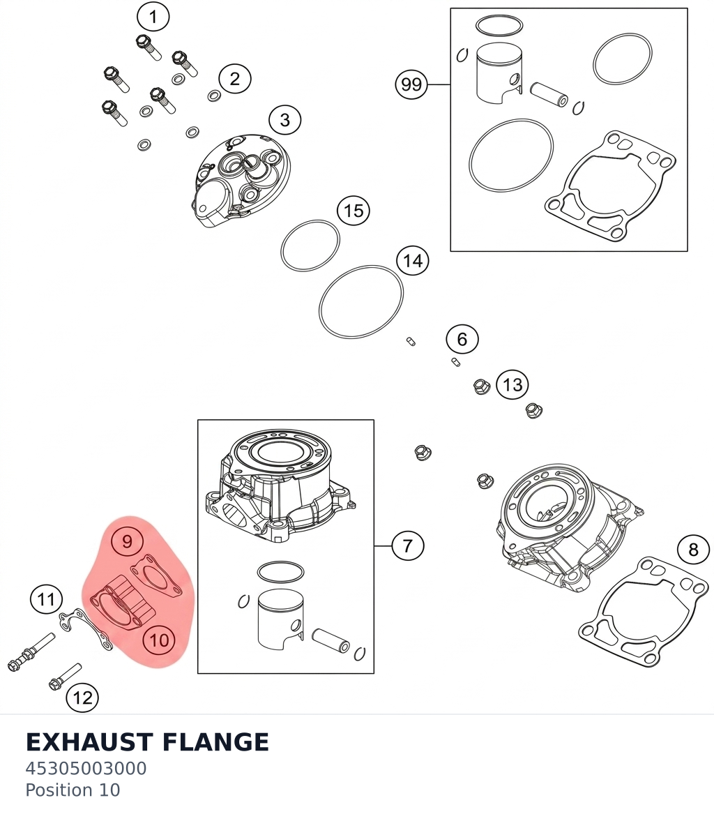 Diagram preview: EXHAUST FLANGE (45305003000)