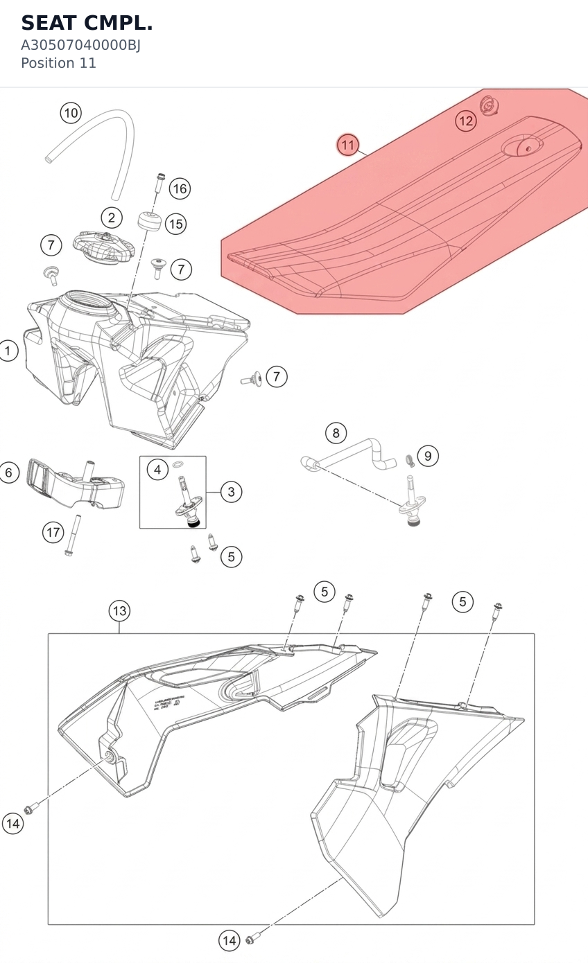Diagram preview: SEAT CMPL. (A30507040000BJ)