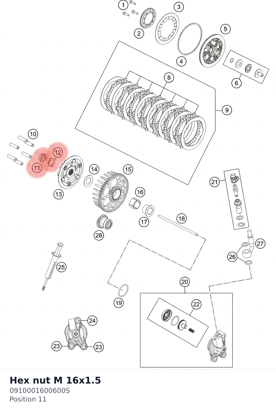 Diagram preview: Hex nut M 16x1.5 (0910001600600S)