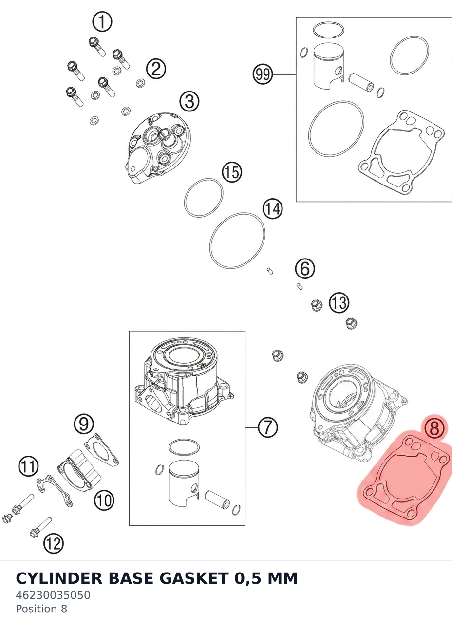 Diagram preview: CYLINDER BASE GASKET 0,5 MM (46230035050)