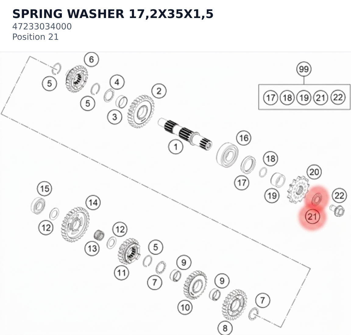 Diagram preview: SPRING WASHER 17,2X35X1,5 (47233034000)