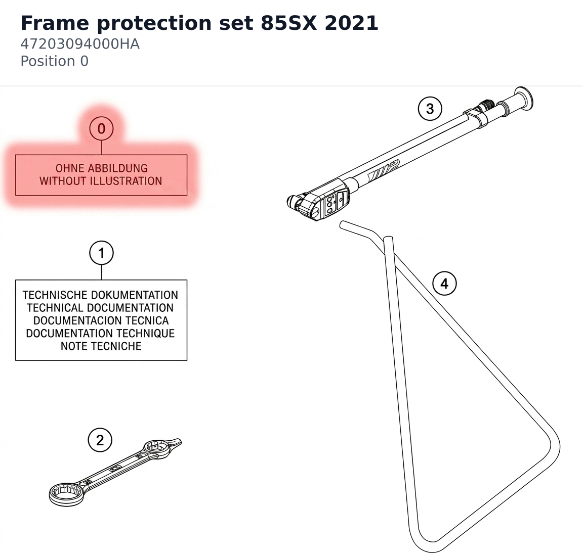 Diagram preview: Frame protection set 85SX 2021 (47203094000HA)