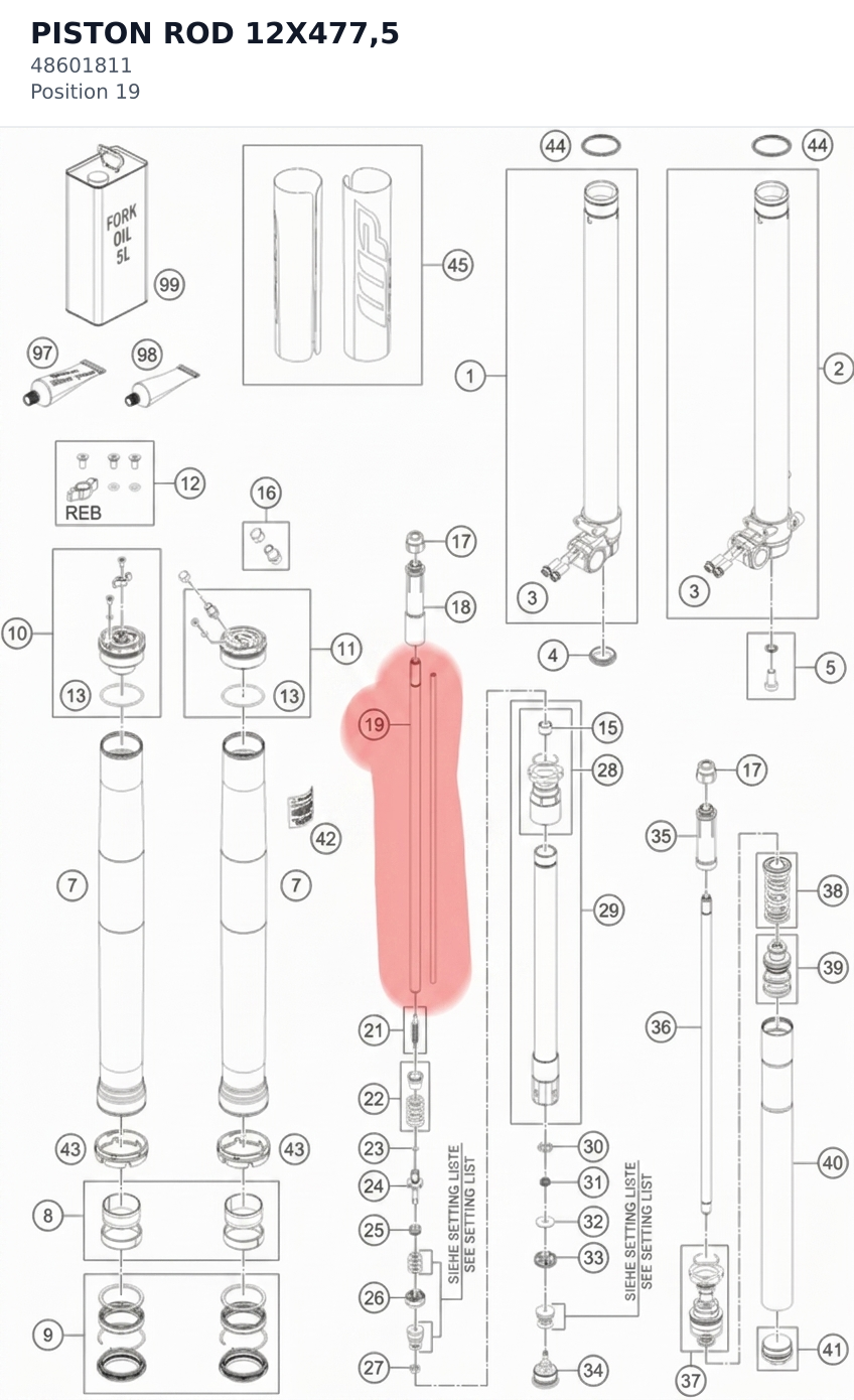 Diagram preview: PISTON ROD 12X477,5 (48601811)