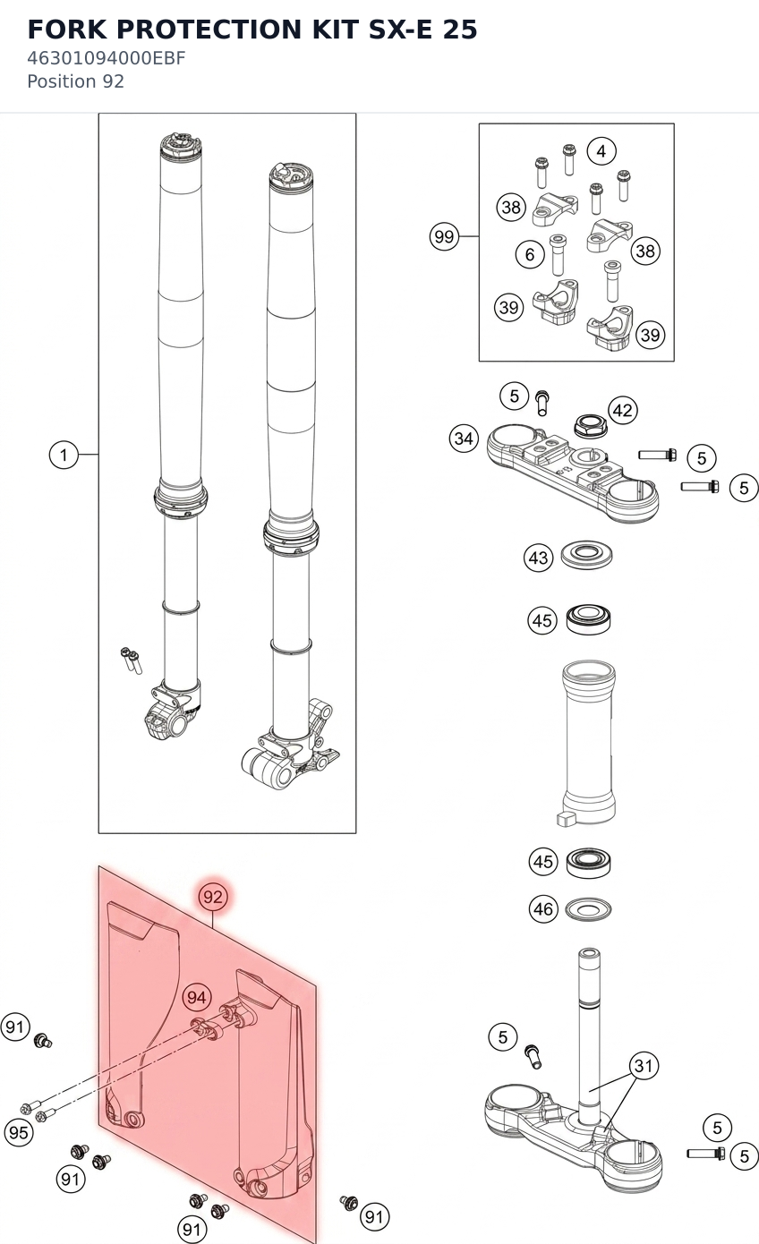Diagram preview: FORK PROTECTION KIT SX-E 25 (46301094000EBF)