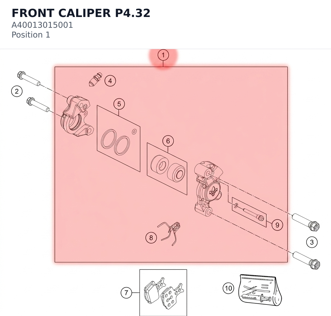 Diagram preview: FRONT CALIPER P4.32 (A40013015001)