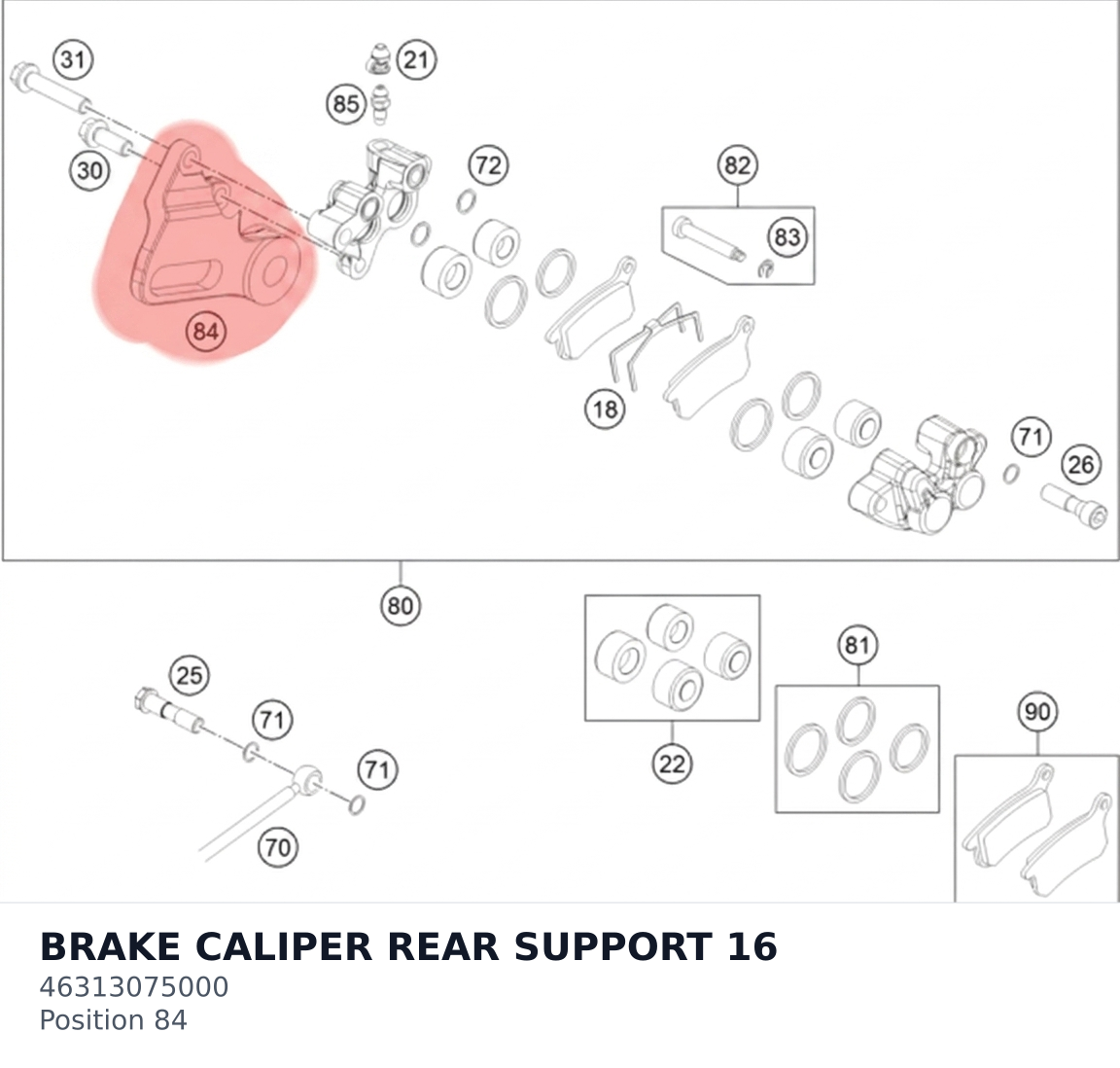 Diagram preview: BRAKE CALIPER REAR SUPPORT  16 (46313075000)