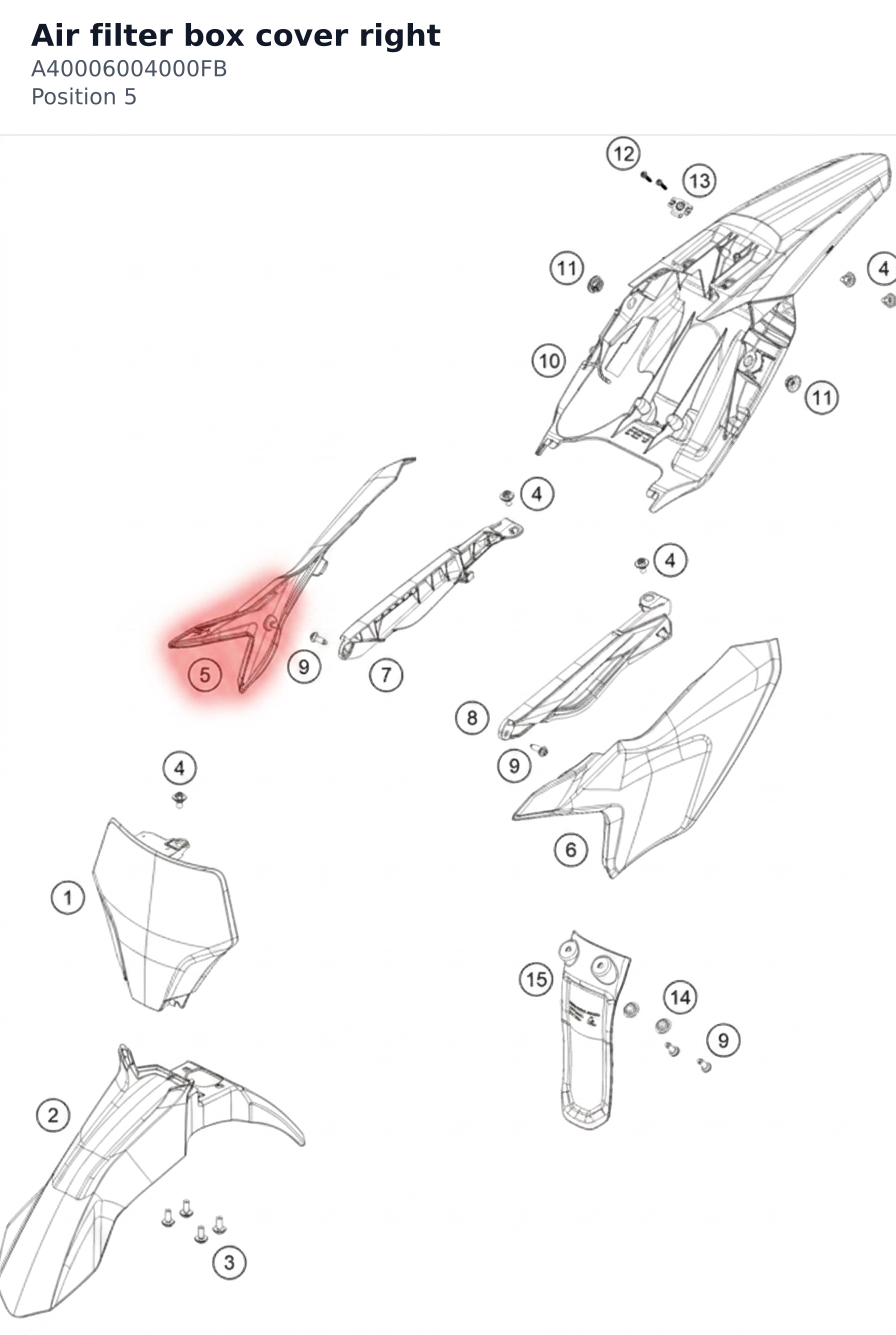 Diagram preview: Air filter box cover right (A40006004000FB)
