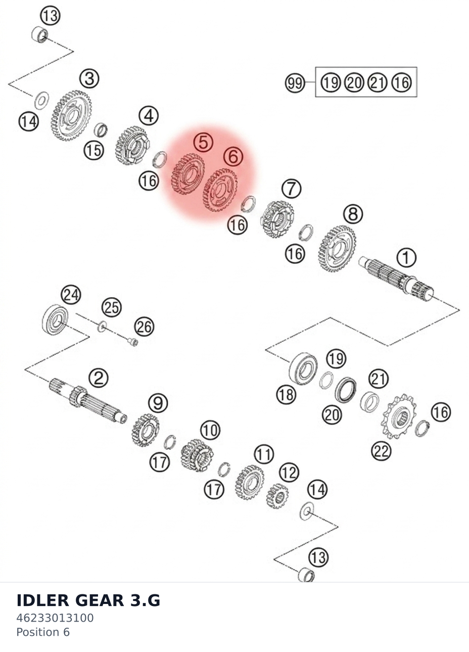 Diagram preview: IDLER GEAR 3.G (46233013100)