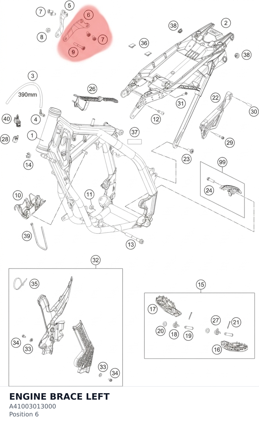 Diagram preview: ENGINE BRACE LEFT (A41003013000)