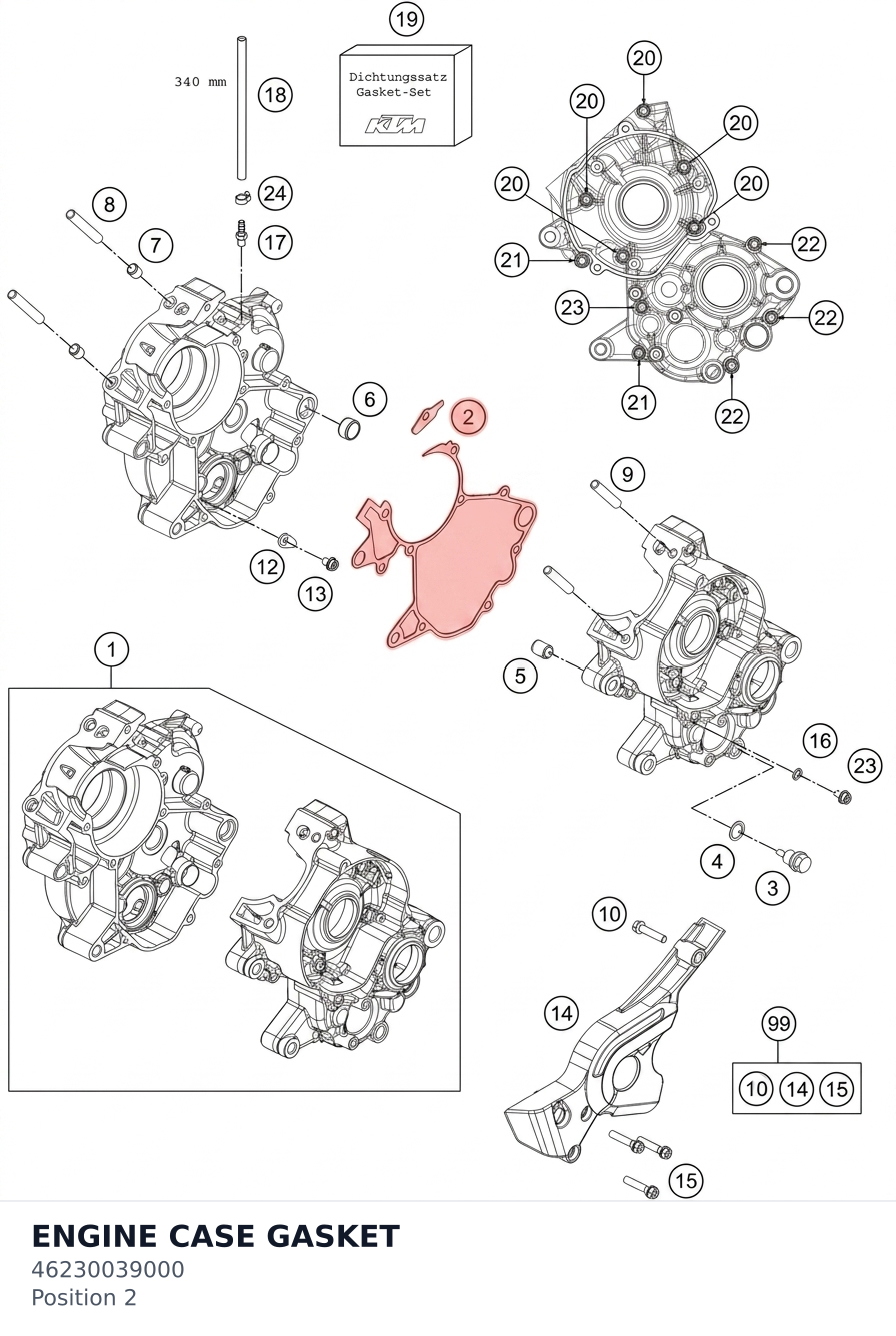 Diagram preview: ENGINE CASE GASKET (46230039000)