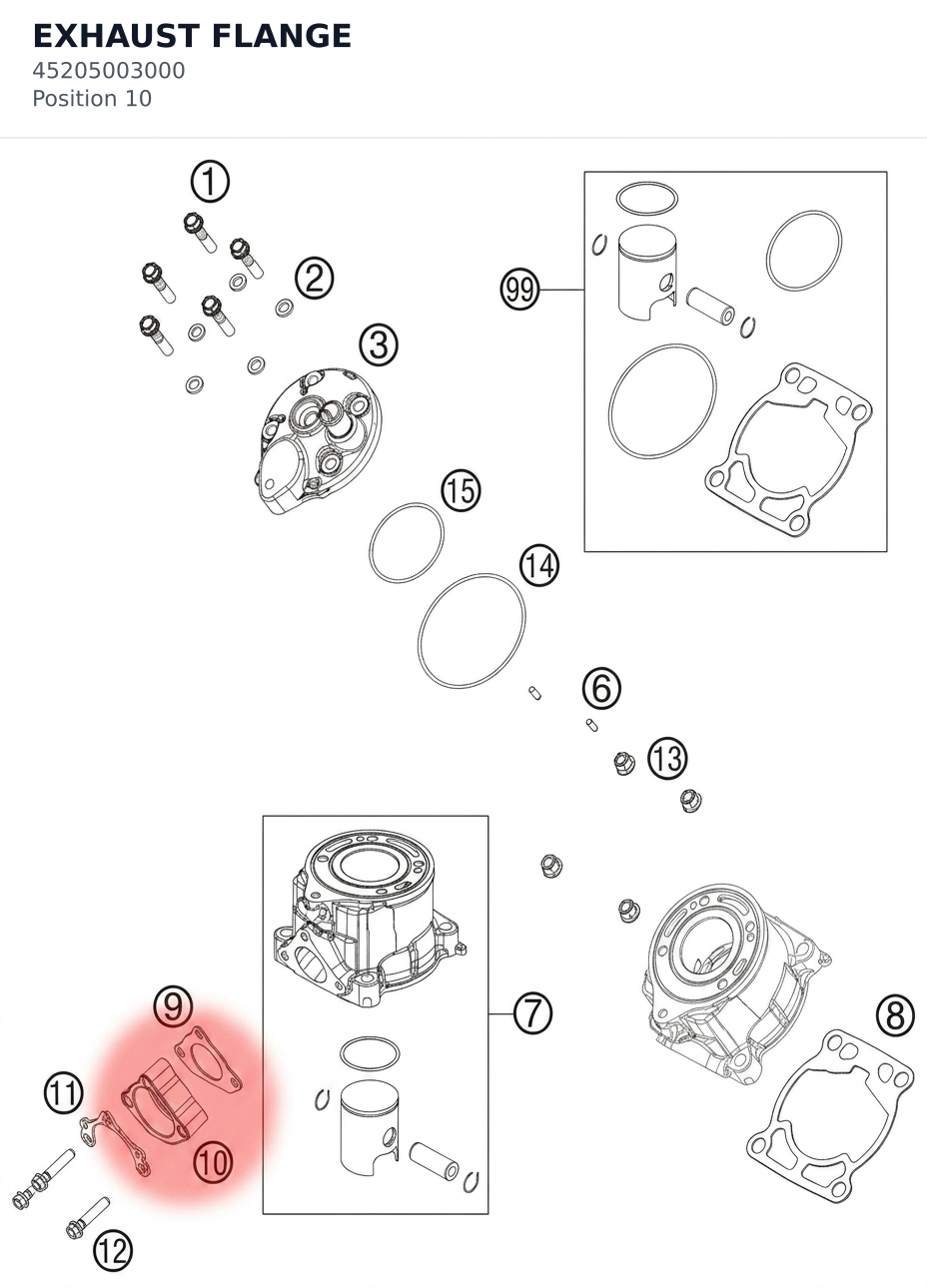 Diagram preview: EXHAUST FLANGE (45205003000)