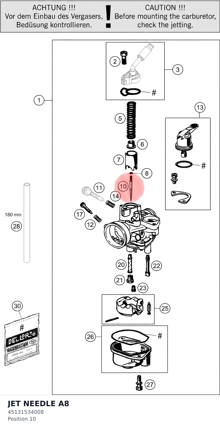 Diagram preview: JET NEEDLE A8 (45131534008)