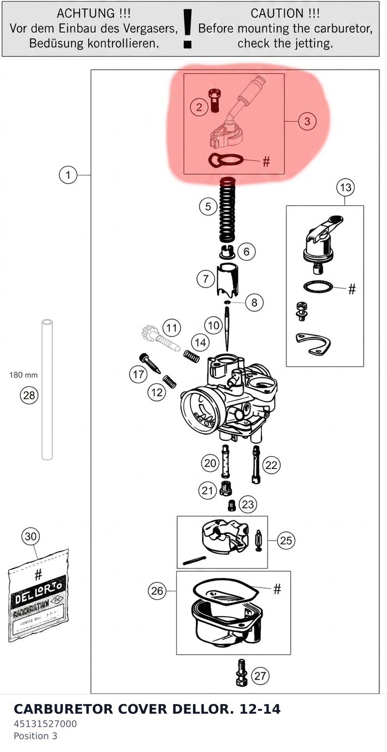 Diagram preview: CARBURETOR COVER DELLOR. 12-14 (45131527000)