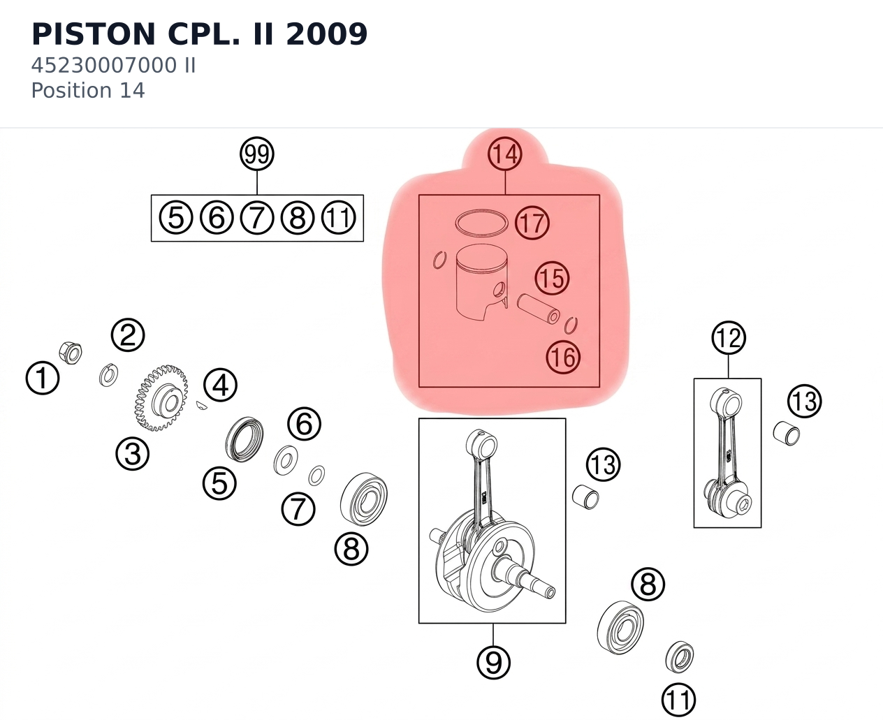 Diagram preview: PISTON CPL. II            2009 (45230007000 II)