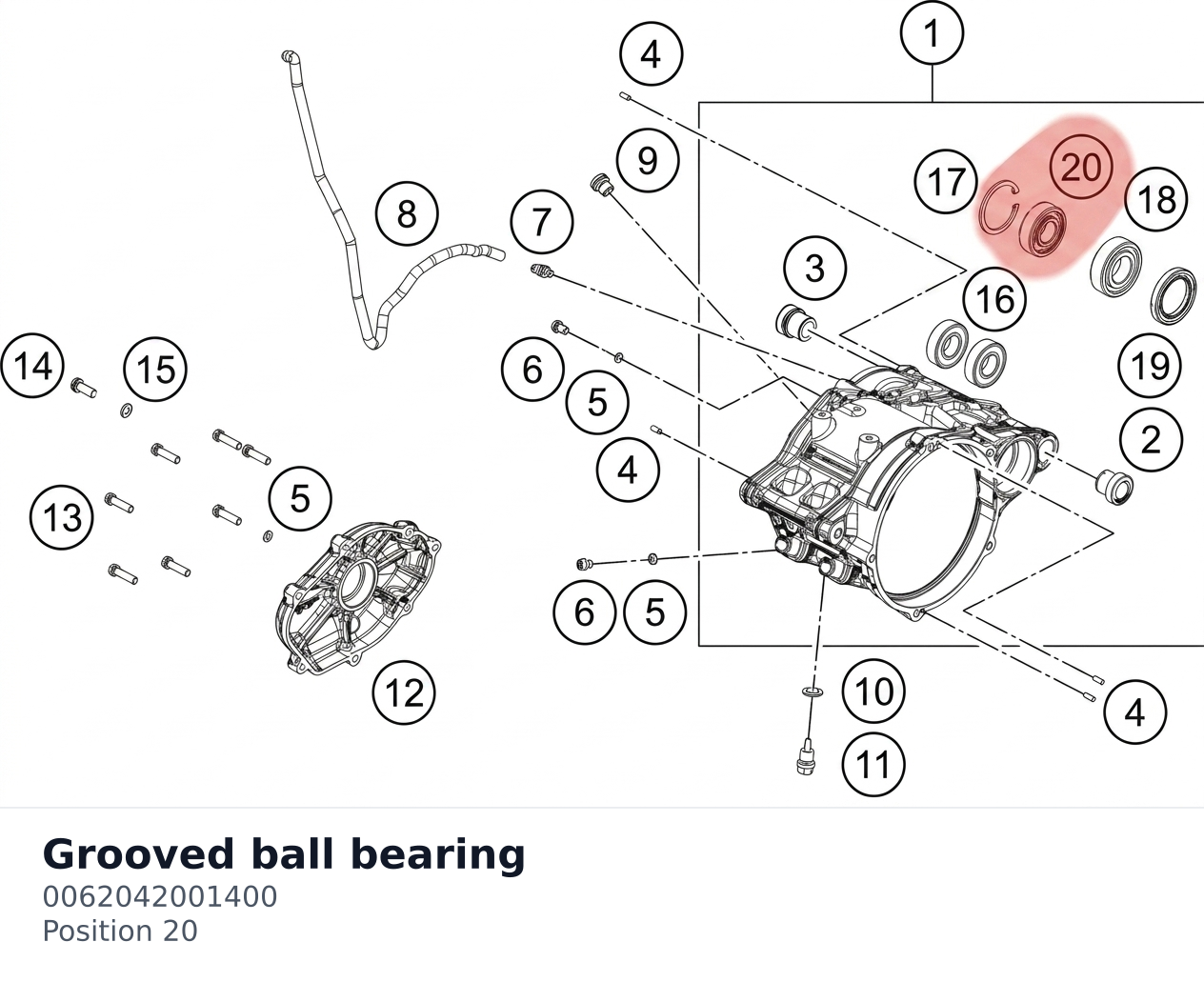 Diagram preview: Grooved ball bearing (0062042001400)
