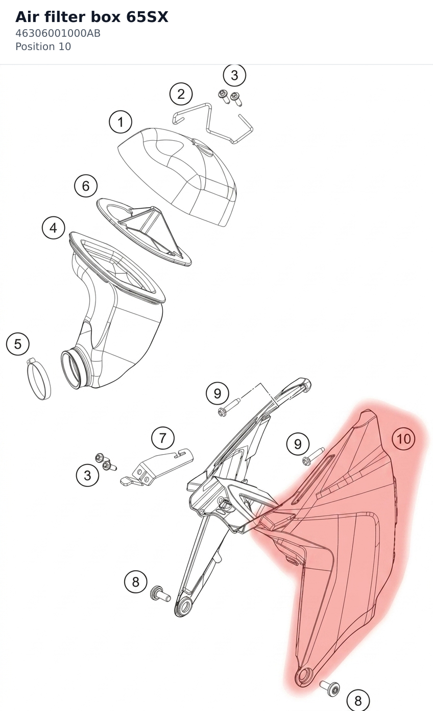 Diagram preview: Air filter box 65SX (46306001000AB)