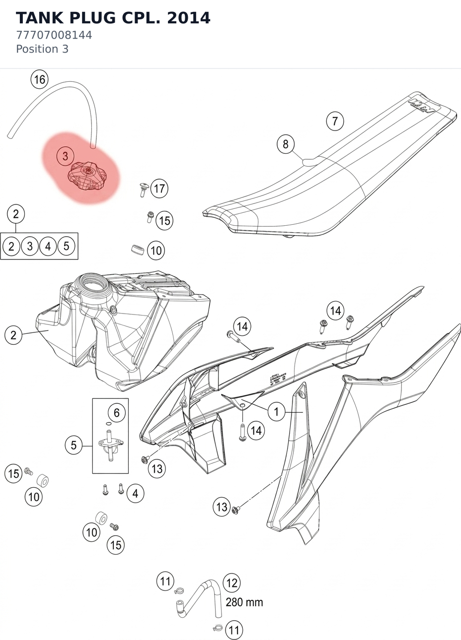 Diagram preview: TANK PLUG CPL. 2014 (77707008144)
