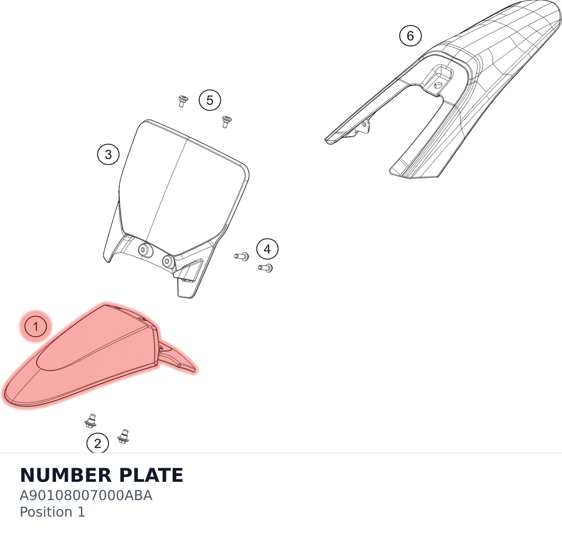 Diagram preview: NUMBER PLATE (A90108007000ABA)