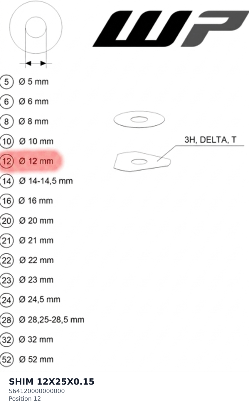Diagram preview: SHIM 12X25X0.15 (S64120000000000)