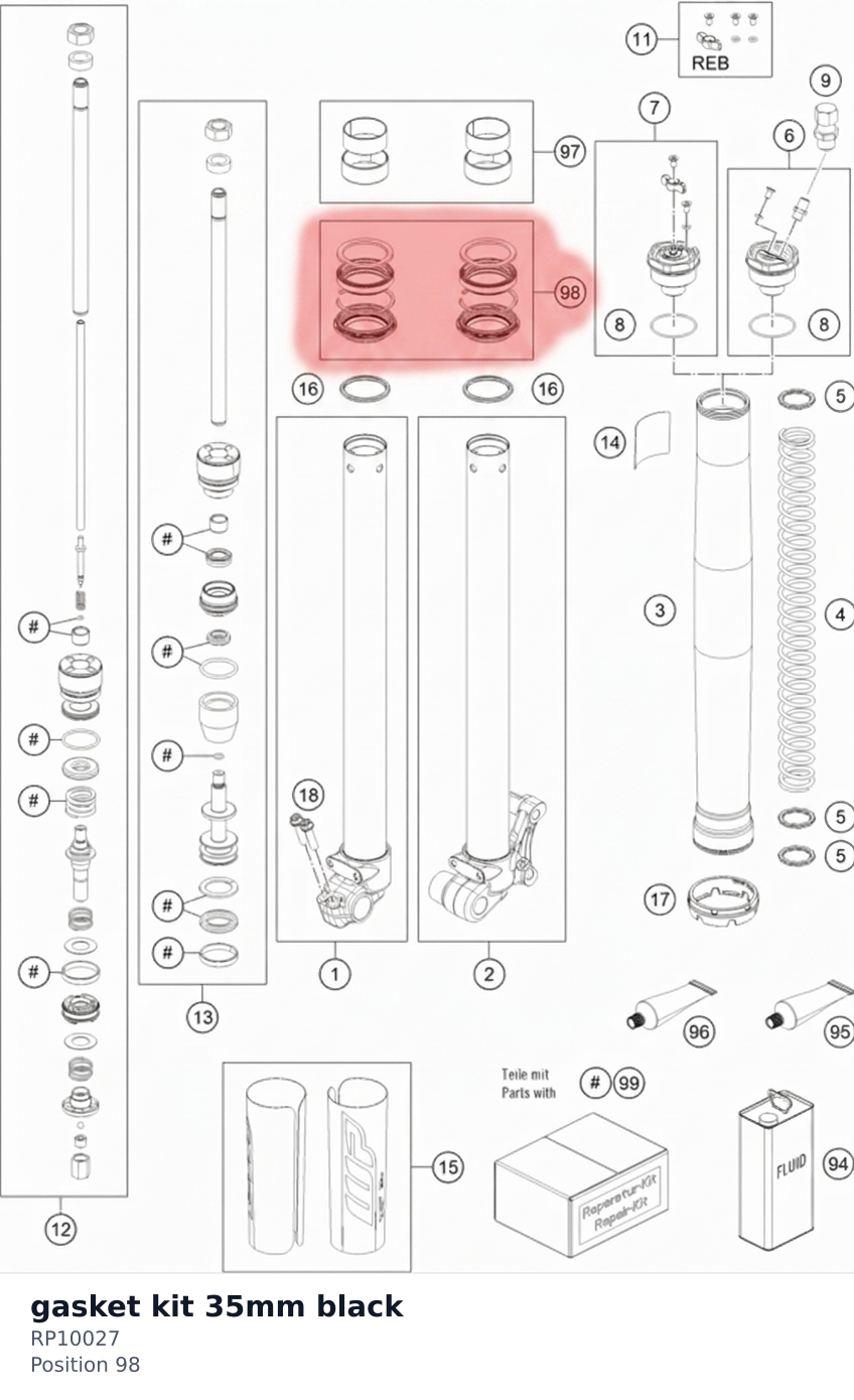 Diagram preview: gasket kit 35mm black (RP10027)