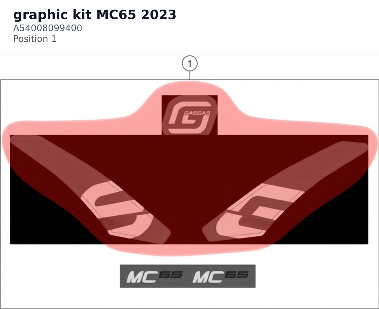 Diagram preview: graphic kit MC65 2023 (A54008099400)