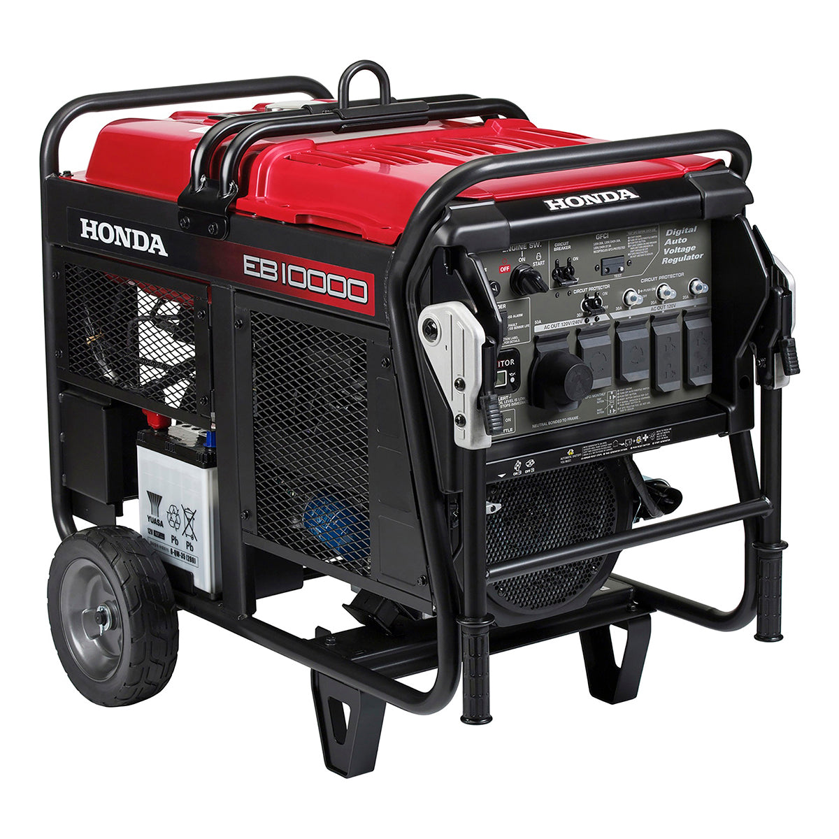 Right side view of the Honda EB10000 generator with wheel kit