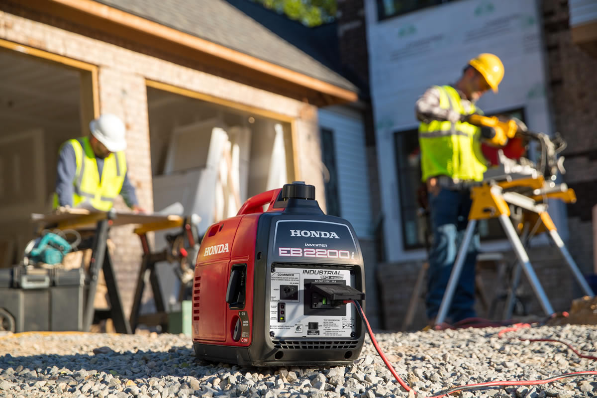 Honda EB2200i industrial generator with CO-MINDER on a commercial site