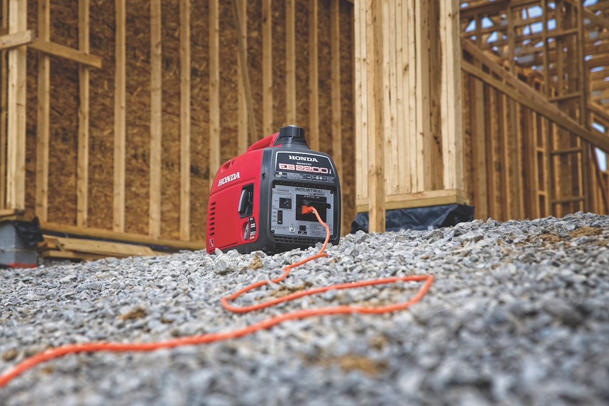 Honda EB2200i generator powering tools on a construction jobsite